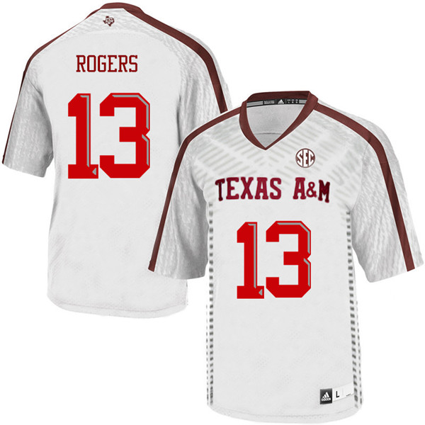 Men #13 Joshua Rogers Texas A&M Aggies College Football Jerseys Sale-White